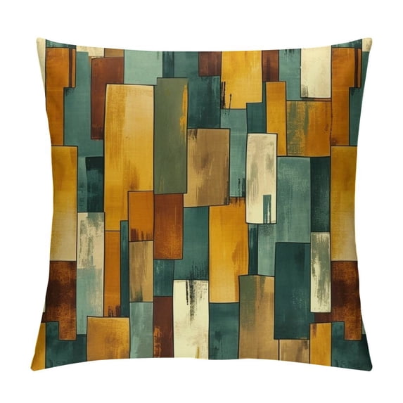 Acheng Gold and Blue Abstract Art Plush Pillowcase 1 Piece White