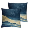 thumbnail image 1 of Acheng Gold and Blue Abstract Art Short Plush Pillowcase Set of 2 White, 1 of 7