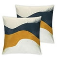 thumbnail image 1 of Acheng Gold and Blue Abstract Art Short Plush Pillowcase Set of 2 White, 1 of 7