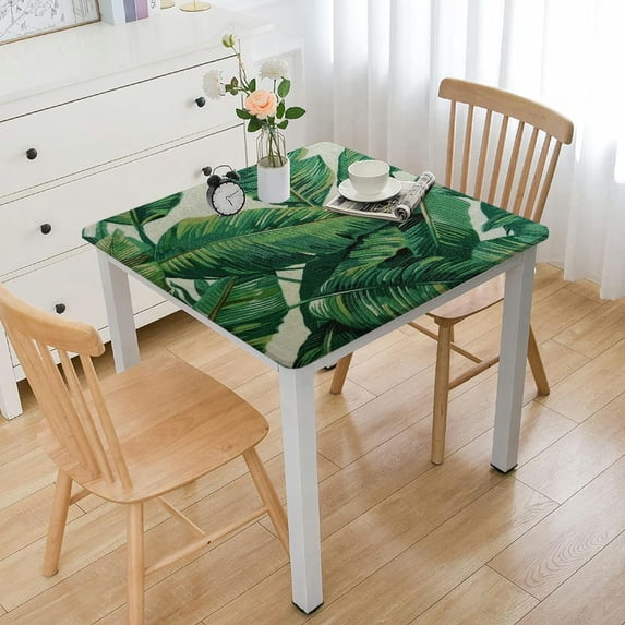 Acheng Green Leafy Pattern Square Tablecloth Washable for Home Kitchen Outdoor Decoration 100% Polyester Fiber 40*40