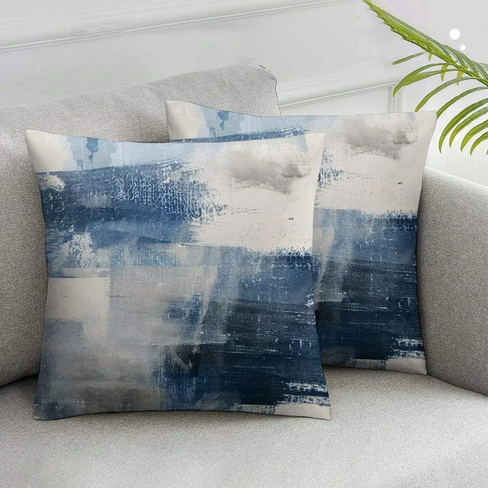 Acheng Grey Blue Abstract Art Painting Throw Pillow Cover Set of 2 ...