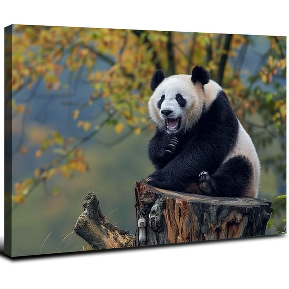 Acheng Happy Panda Cub Cute Animal Poster Print Art Picture 10749 Poster Canvas Prints Wall Art For Home Office Decorations 16x12inch