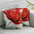 thumbnail image 1 of Acheng  Ink Oil Painting Watercolor Red Orange Poppy Flower Gift for Flower Lover Decorative Throw Pillow Cover Case Set of 2 Home Living Room Bed Sofa Car White, 1 of 6