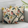 thumbnail image 1 of Acheng  Ink Painting Watercolor Brown Tree Branch Leaves Colorful Lovely Birds Decorative Throw Pillow Cover Case&nbsp;Set of 2 Home Living Room Bed Sofa Car White, 1 of 6