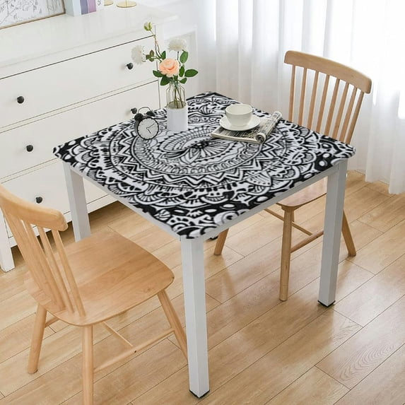 Acheng Intricate Line Drawings Square Tablecloth for Picnic Dining Kitchen Farmhouse 100% Polyester Fiber 46*46
