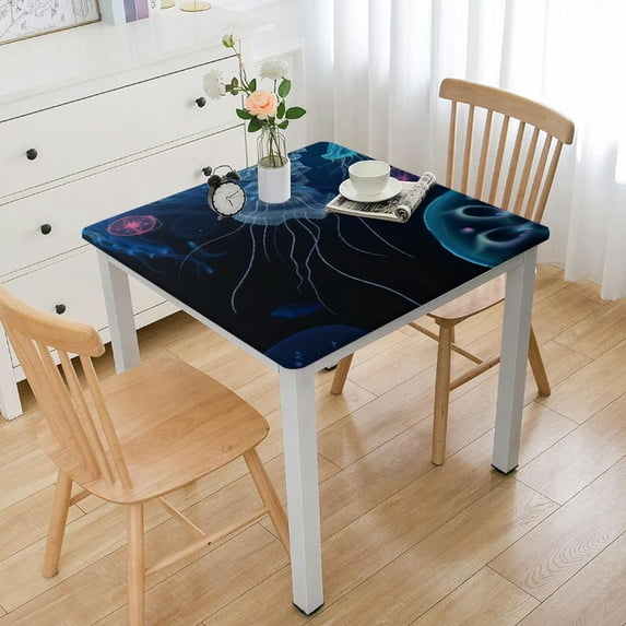 Acheng Jellyfish Bioluminescence Square Tablecloth Waterproof 100% Polyester Fiber 46*46