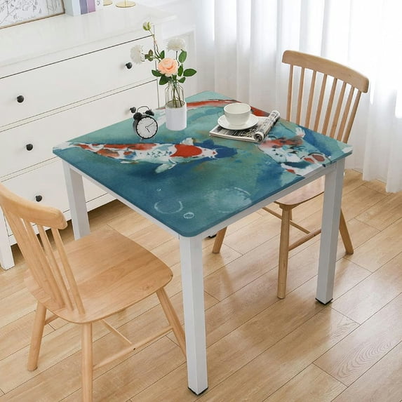 Acheng Koi Fish Square Tablecloth 100% Polyester Fiber 46*46