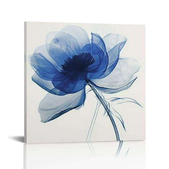Acheng Large Blue Flickering Flower Modern Abstract Paintings Canvas Wall Art Gallery Wrapped Grace Floral Pictures on Canvas Artwork for Living Room Bedroom Office Home Decor 20x20in