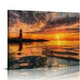 thumbnail image 1 of Acheng  Large Size Ocean Beach Wall Art Lighthouse at Sunset Pictures Canvas Print Coastal Landscape Painting for Home Office Living Room Decoration picture 3, 1 of 6