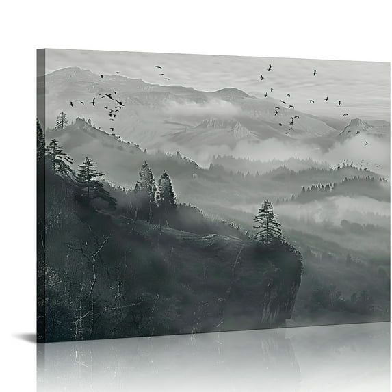 Acheng Large Wall Art Office Decor Mountain Wall Art Bedroom Decor Room Decor Trees Canvas Picture Painting Grey Artwork for Bathroom Modern Home Decoration picture 2