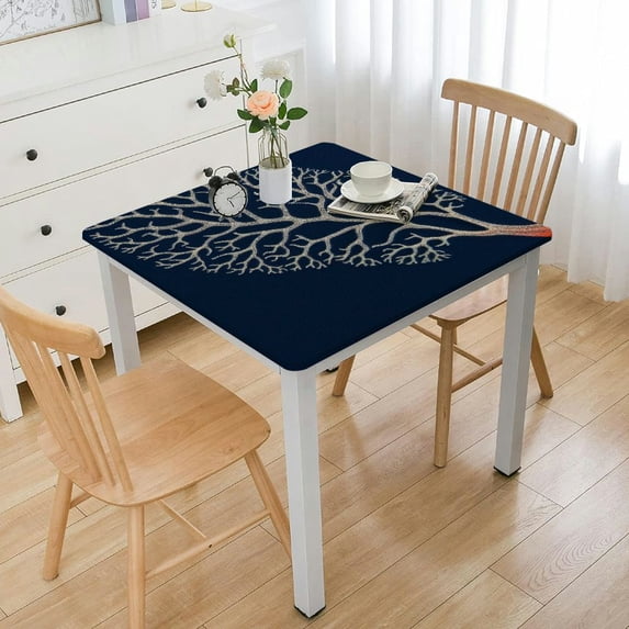Acheng Leaf Outdoor Fitted Polyester Fiber Tablecloth 52*52
