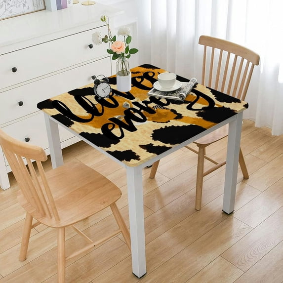 Acheng Leopard Print Words Love Beyond Words Square Tablecloth Outdoor Fitted 100% Polyester Fiber 46*46