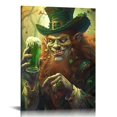 thumbnail image 1 of Acheng Leprechaun Drinking Beer Canvas Wall Art St Patrick's Day Painting Canvas Aesthetic Wall Art Living Room Bedroom Picture Artwork picture 3, 1 of 5