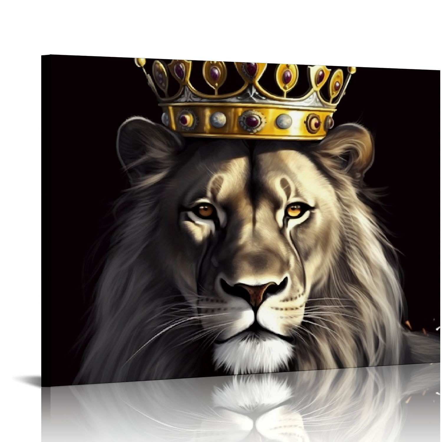 Acheng Lion and Lioness Canvas Wall Art Black and White King and Queen ...