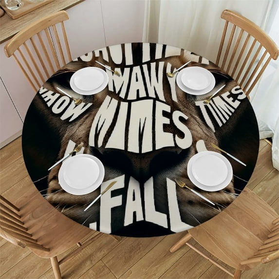 Acheng Lion Resilience Strength Round Tablecloth Washable for Home Kitchen Outdoor Decoration 100% Polyester Fiber 38-42