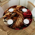 thumbnail image 1 of Acheng Lion Roses Round Tablecloth 100% Polyester Fiber Table Cloth 54-58, 1 of 8