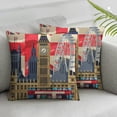 thumbnail image 1 of Acheng  London Throw Pillow Cushion Cover, Famous Britain Landmarks Monuments Art Pattern Touristic Travel Destination, Decorative Square Accent Pillow Case,Set of 2 White, 1 of 6