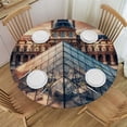 thumbnail image 1 of Acheng Louvre Pyramid Sunset Round Tablecloth - Great for Home Kitchen/Parties/Holiday Dinner - 100% Polyester Fiber Table Cover 42-46, 1 of 8