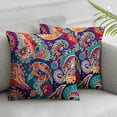 thumbnail image 1 of Acheng Magenta Ethnic Paisley Throw Pillow Covers,Colorful Style Decorative Pillow Covers Digital Printing Blended Fabric for Couch Sofa Bed Invisible Zipper,2 Pcs White, 1 of 6