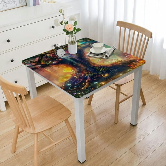 Acheng Magical Atmosphere Square Tablecloth with Elastic Edge 100% Polyester Fiber 36*36