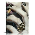 thumbnail image 1 of Acheng  Make Up Room Decor Fashion Leopard Print Lips and Nails Wall Art Prints on Canvas Framed Bathroom Wall Decor 12x16 in, 1 of 5