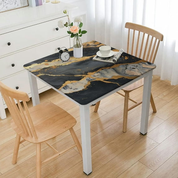 Acheng Marble Gold Stripe Square Tablecloth Full Width Single-Sided Printing 100% Polyester Fiber 46*46