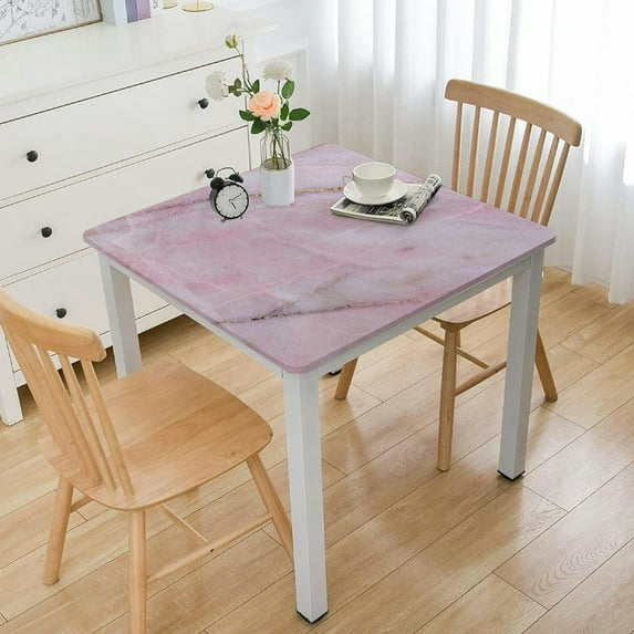 Acheng Marble Texture Gold Border White Background Square Tablecloth for Picnic Dining Kitchen Farmhouse 100% Polyester Fiber 36*36