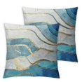 thumbnail image 1 of Acheng Marble Texture Turquoise and Gold Silver Decorative Throw Pillow Covers Luxury Abstract Fluid Art Ink Soft  Pillow Case Square Cushion Covers for Couch Sofa Set of 2 12x12in, 1 of 7
