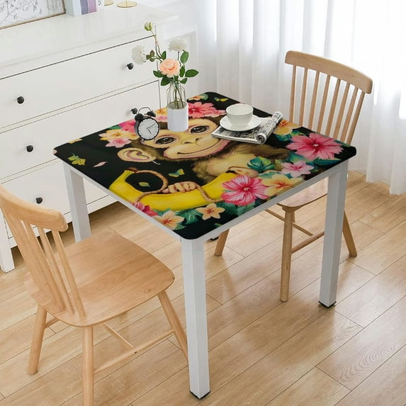 Acheng Monkey Flower Banana Square Tablecloth Waterproof 100% Polyester Fiber 36*36