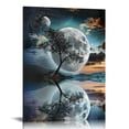 thumbnail image 1 of Acheng Moon Landscape Wall Art Decor Painting Pictures Print On Canvas, Tree By the Lake Moonlit Night Framed Canvas Wall Art for Home Decoration Living Room Bedroom Artwork picture 3, 1 of 5