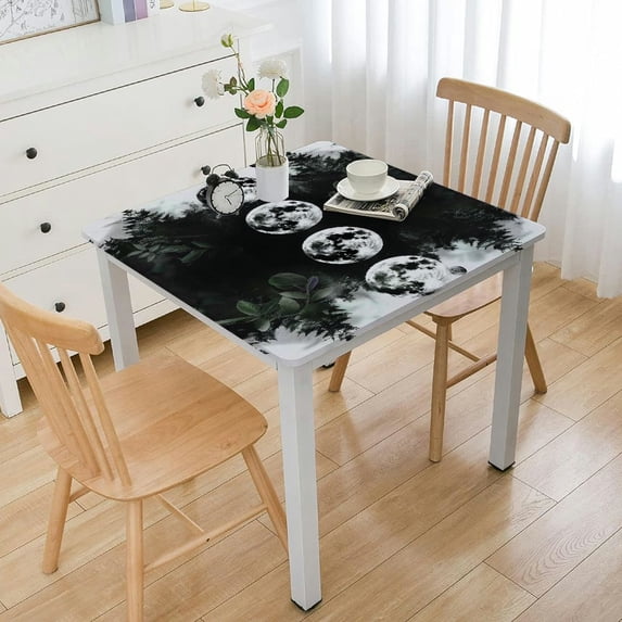 Acheng Moon Phases Forest Trees Square Tablecloth for Picnic Dining Kitchen Farmhouse 100% Polyester Fiber 40*40