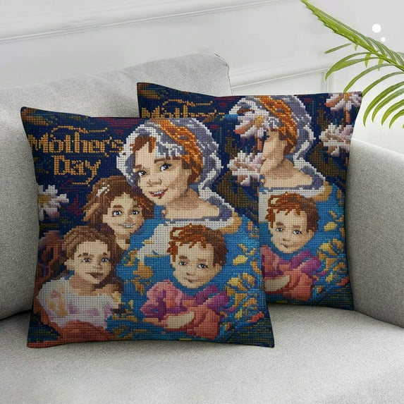 Acheng Mother's Day Throw Pillow Covers 2pcs Mom Pillow Covers Gnome Floral Cushion Covers Outdoor Couch Pillow Case Gift for Sofa Bedroom Car Couch White