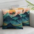 thumbnail image 1 of Acheng Mountain Outdoor Decorative Throw Pillow Covers,Watercolor Fall Camp Square Cushion，for Living Room Couch and Bed ,2 Pcs (Mountain) White, 1 of 6