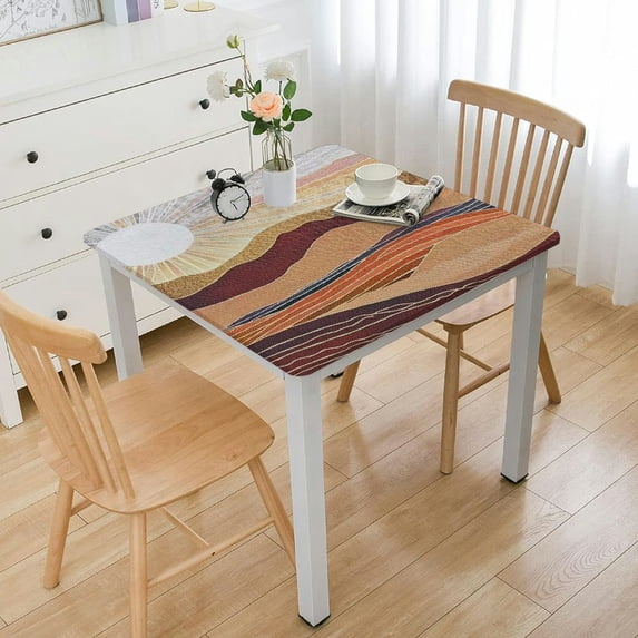 Acheng Mountain Range Sunset Waves Square Tablecloth Great for Home Kitchen/Parties/Holiday Dinner 100% Polyester Fiber 46*46