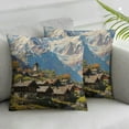 thumbnail image 1 of Acheng Mountain Throw Pillow Covers Rustic Village Tree Cabin Nature Country Snowy Oil Painting Brown Soft Cozy Washable Outdoor Home Decor Square for Chair Bed Sofa,Set of 2 White, 1 of 6