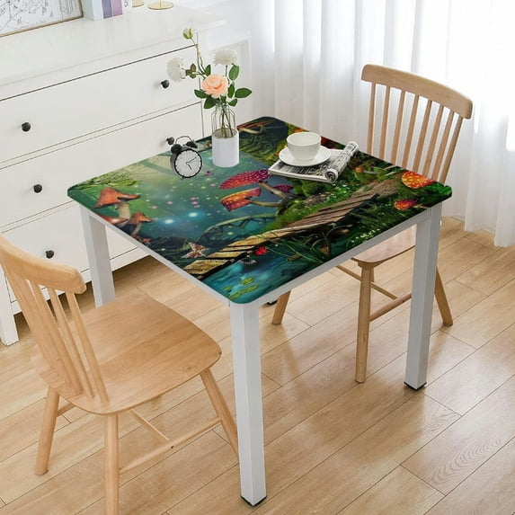 Acheng Mushrooms Square Tablecloth Great for Home Kitchen/Parties/Holiday Dinner 100% Polyester Fiber 46*46