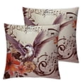 thumbnail image 1 of Acheng  Music Throw Pillow Cushion Cover, Floral Design with Treble Clef and Singing Flying Birds Sparrows Art Pillow Case, Set of 2 White(Two  Sides Print) 20x20in, 1 of 7