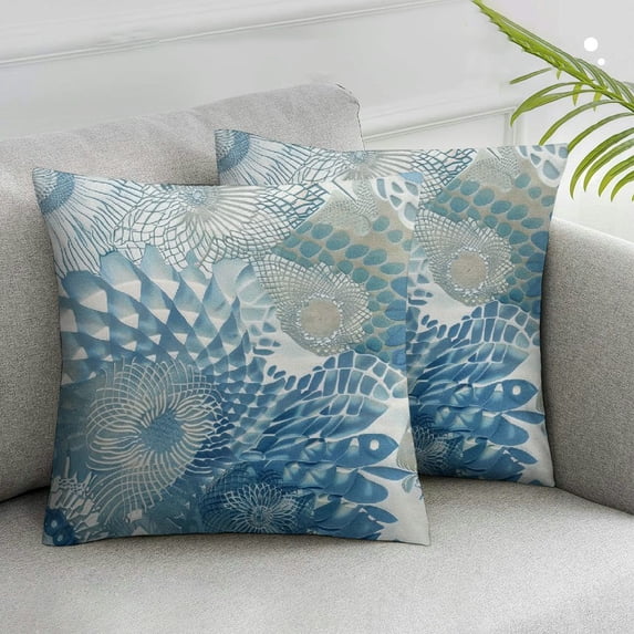 Acheng Nautical Coastal Throw Pillow Covers Ocean Seashell Coral Starfish Decorative Pillow Cases Summer Beach Blue Gray Beige Pillow Covers Modern Home Decor For Living Room Couch,Set of 2 White
