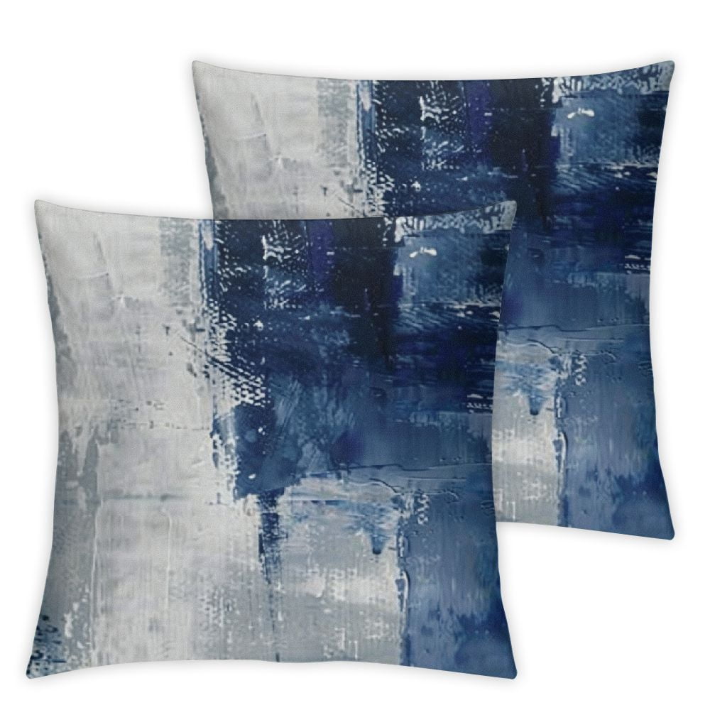 Acheng Navy Blue and Gray Abstract Art Pillow Covers , Blue and Gray ...