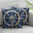 thumbnail image 1 of Acheng Navy Blue Nautical Throw Pillow Covers White Coastal Ocean Anchors Pillow Covers Couch Decorative Outdoor Square Pillow Cushion Cases for Living Room Sofa Bed Home Decor,2 Pcs White, 1 of 6