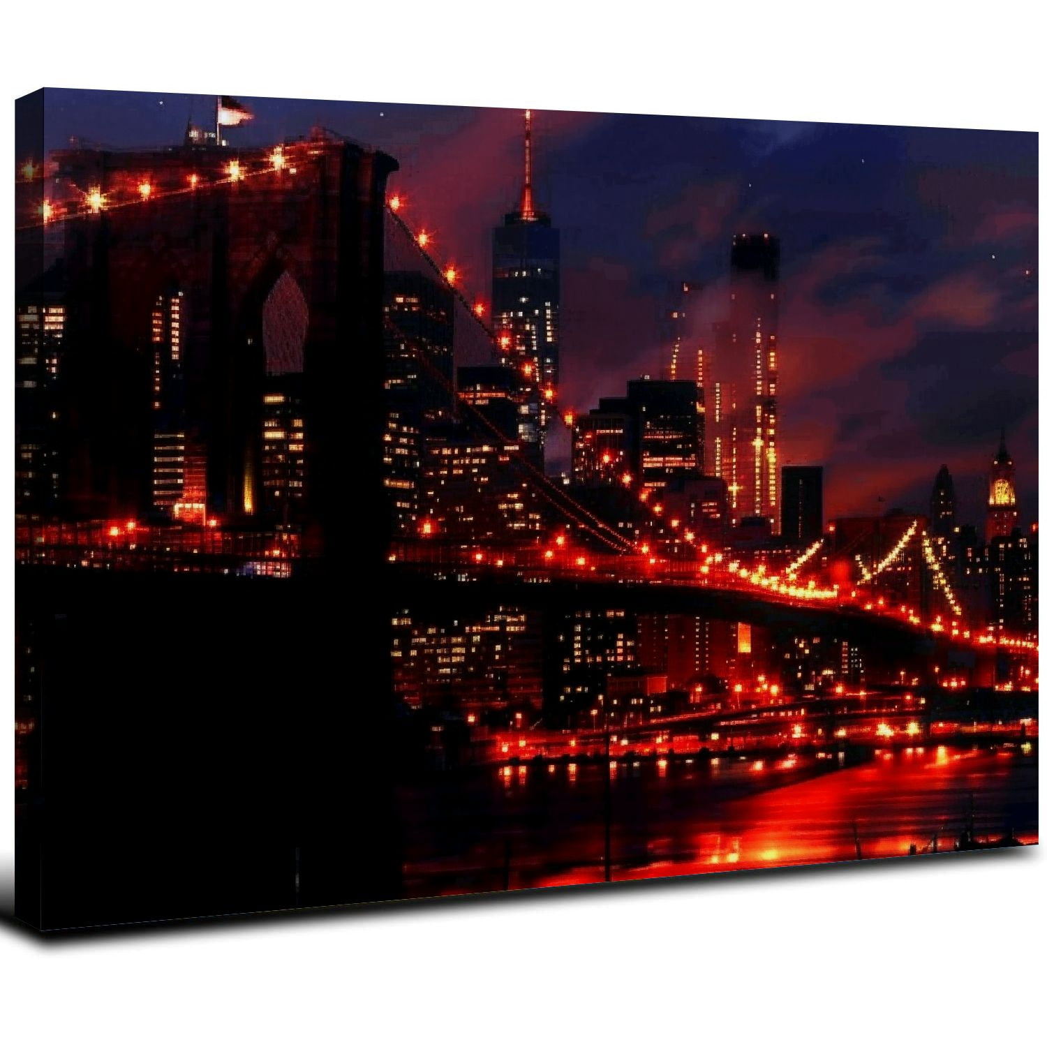 Acheng New York City Wall Art Canvas Black and White Red Brooklyn ...