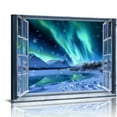 thumbnail image 1 of Acheng Northern Lights Wall Art Aurora Borealis Pictures Wall Decor Snow Mountain Landscape Paintings Blue Night Sky Scenery Canvas Window Frames Nature Artwork Modern Home Decor, 1 of 6