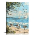 thumbnail image 1 of Acheng Ocean Abstract Artwork Coastal Picture: Sea Birds Graphic Art Print on Canvas Wall Art for Bedroom 12x16 in, 1 of 5