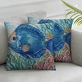 thumbnail image 1 of Acheng Ocean Beach Pillow Covers Set of 2 Coastal Throw Pillow Covers Blue Sea Animals Cushion Covers Both Printed Outdoor Decorative Pillow Cases White, 1 of 6