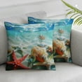 thumbnail image 1 of Acheng Ocean Beach Throw Pillow Cover for Sofa Bed Couch, Blue Beach Pillow Cover, Coastal Nature Theme Cushion Case for Sofa Bed, Seashell Ocean Wave Decorative Pillow Cover, Teal,2 Pcs White, 1 of 6