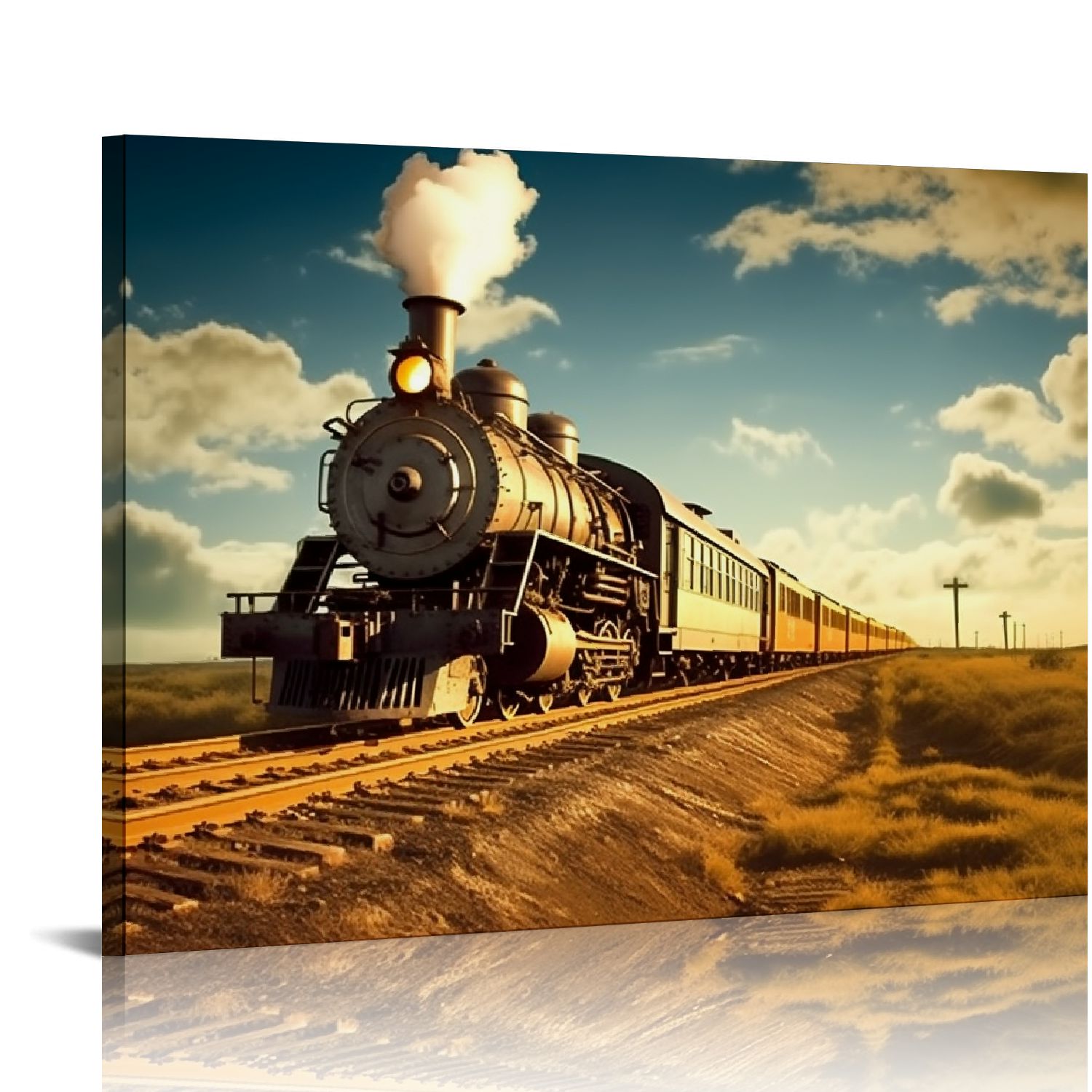 Acheng Old Fashioned Steam Engine Train Poster Decorative Painting ...
