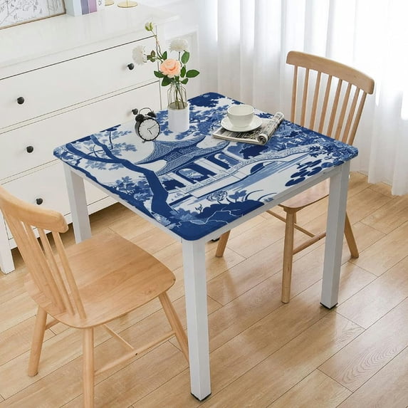 Acheng Pagoda Trees Water Square Tablecloth Great for Home Kitchen/Parties/Holiday Dinner 100% Polyester Fiber 46*46