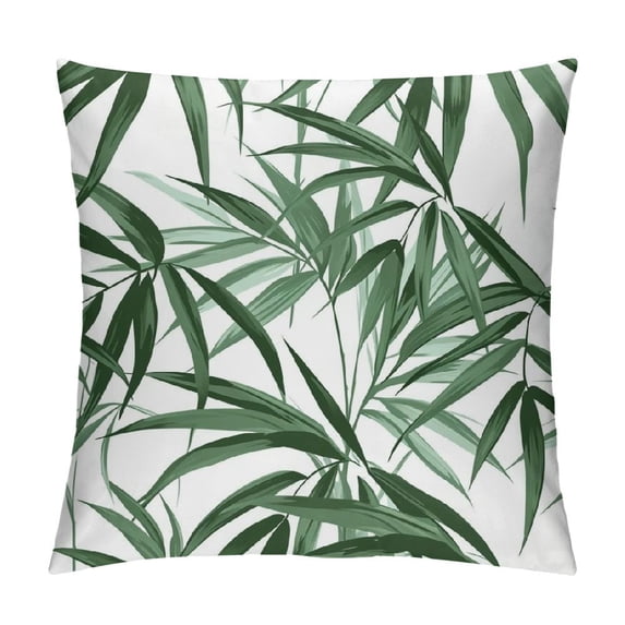 Acheng Palm Leaves with Lush Branches and Leaves Tropical Jungle Palm Leaves Plush Pillowcase 1 Piece White