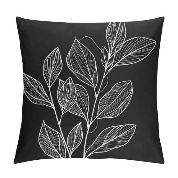 Acheng Palm Leaves with Lush Branches and Leaves Tropical Jungle Palm Leaves Plush Pillowcase 1 Piece White
