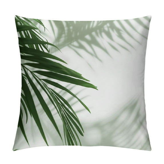 Acheng Palm Leaves with Lush Branches and Leaves Tropical Jungle Palm Leaves Plush Pillowcase White
